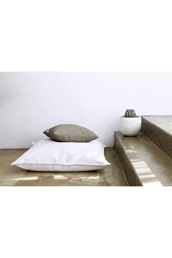erorex Linen Square Decorative Cushion Microfiber Filler 40X40 Light Beige