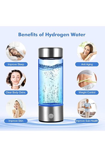 erorex 420Ml Hydrogen Water Bottle, Hydrogen Rich Water Generator,P Portable Glass Hydrogen Water Ionizer