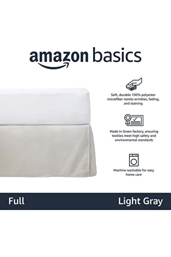 erorex Pleated Bed Skirt Full Light Grey
