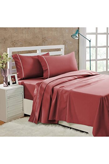 erorex Luxury Sheets And Pillows Cover Set 4 Pcs 300 Tc King Size Kyra So Ss4P2 Red