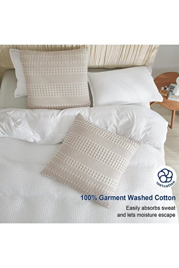 erorex Waffle Weave Euro Sham Cover 26 Inch X 26 Inch Throw Pillow Cover Khaki Beige