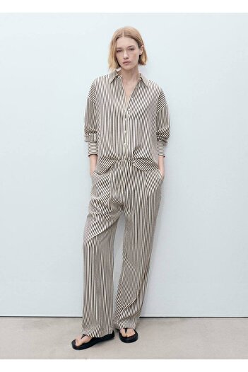 MANGO Woman Striped Woven Trousers