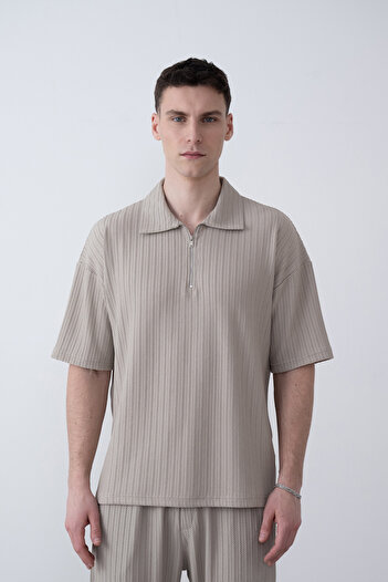 İLKCET MODA Men's Zipper Patterned Comfortable Tshirt