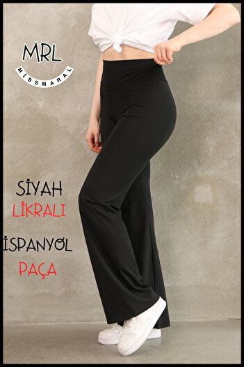 missmaral Women's Black High Waist Tightening Leggings Trousers Flared Leg Lycra Stretchy Diving Fabric 1040