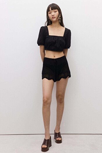 H&M Lacing-detail Cotton Blouse