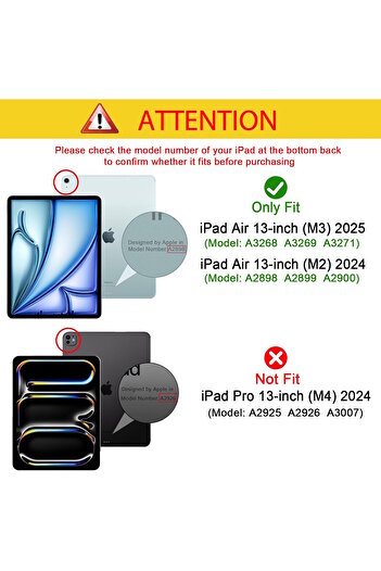 m.tk moveteck Apple iPad Air 13Inch 2025 Compatible Case Smart Smart Sleep Mode with Pen Pen Compartment A3268 A3269 A3271