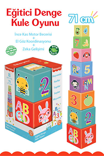 FISHER PRICE Eğitici Denge Kule Oyunu Motor Gelişimi,denge, Büyük-küçük Kavramı, El-kol Koordinasyonu