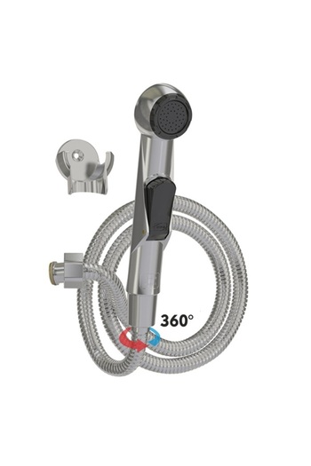 MEGA Hygienic chrome hand shower, stainless steel hose, rotating head, interior control button
