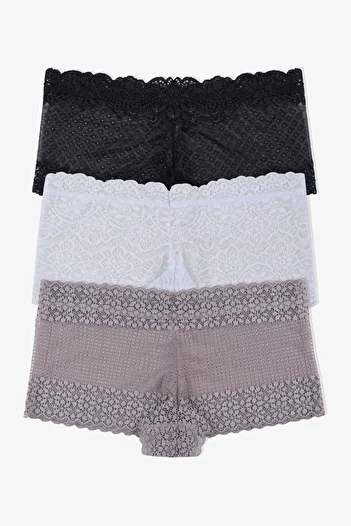 koza iç giyim Women's 3-Pack Lace Boxer Briefs (Different Lace Options)