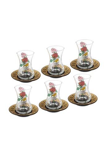 Dania A set of 12-piece glass tea cups for 6 people