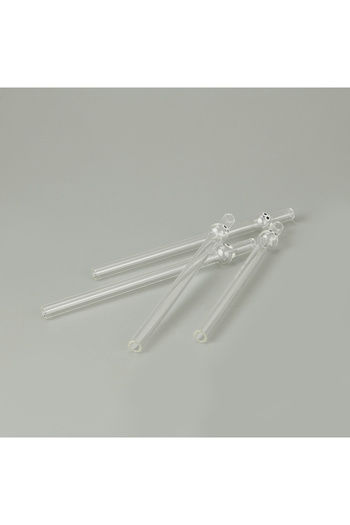 Evabella Thick Figured 4-Piece Glass Straws - Transparent