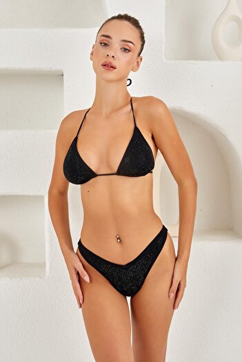 LAPIENO Σετ μπικίνι με πέτρα με στάμπα Brazilian Cut Triangle 4212