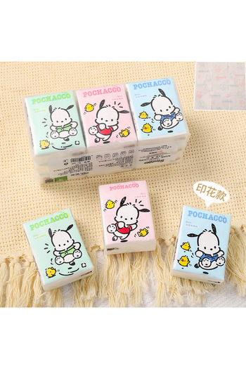 Choice1 Pochacco B 9pcs Hello Kitty Sanrio Tissue Pochacco Kawaii Cartoon Printed Handkerchief Cute Girl P