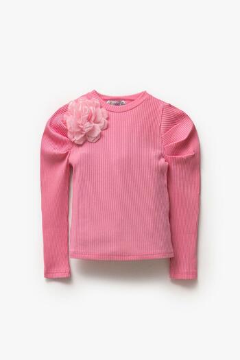 Magu Girl's Cotton Winter Long Sleeve Flower Detailed Body Sweatshirt