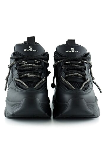 Erkan Saçmacı Black High Sole Sports Mesh Stone Lace up Platform Sneaker