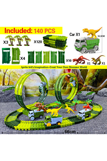 choice2 140 Track set Magic Climbing Track train,Create A Dinosaur World Road Race Tracks, Flexible Track Pl