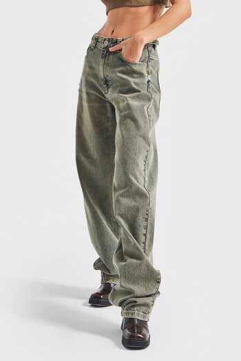 its basic Women's Black Denim Color Lotus 4S5-46 Super Baggy Fit 100% Cotton Denim Jean with Belt Detail