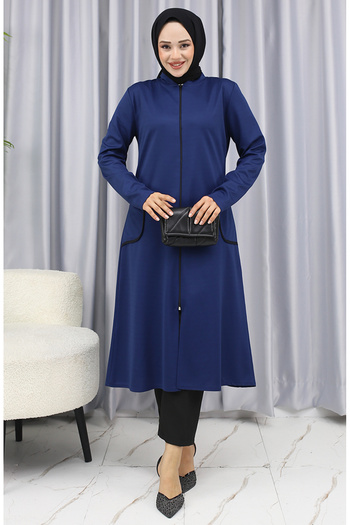 sefamerve Navy Blue Detailed Zippered Cap 1642-02