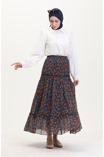 sefamerve Navy Blue Authentic Skirt 2055-02