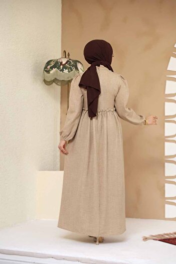 Neva Style Φόρεμα Hijab με σχέδιο Mink 45741V