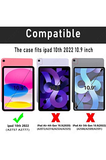 UnDePlus Apple Ipad 11.nesil A16 11inç/10.nesil 10.9inç Uyumlu Kılıf Darbelere Dayanıklı Şeffaf Kapak