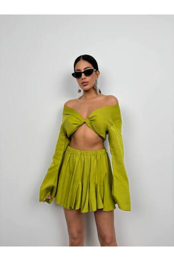 vuvutasarım New Season Elastic Waist High Waist Women's Kilos Mini Skirt 24S02052