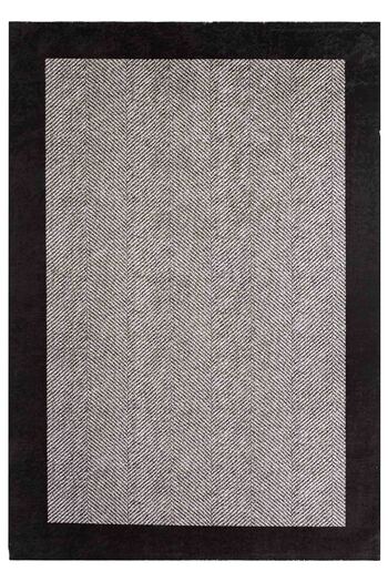 Oriente Home Jute Patterned Runner Gray Black White Washable Velvet Non-Slip Base Living Room Carpet 8376