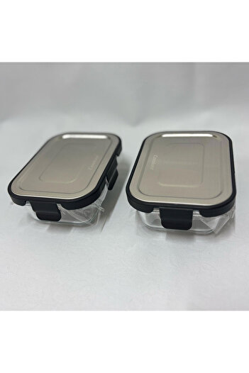 Cooker CKR3486 حاوية تخزين زجاجية 370 مل لون أسود 2 قطعة
