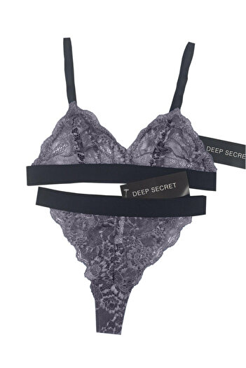 DEEP SECRET Gray Full Lace Bralet Set Ds20095brt