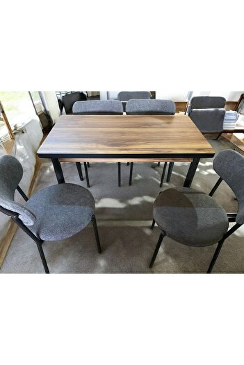 MASBA 80*120 YEMEK MASASI 4 KİŞİLİK MUTFAK MASASI TEDDY SANDALYE METAL AYAK
