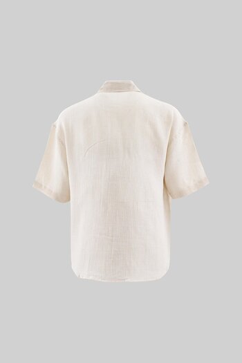 Machinist Men's Basic Contrast Striped Cotton Beige Shirt