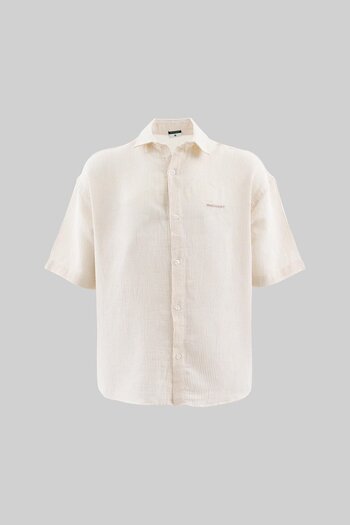 Machinist Men's Basic Contrast Striped Cotton Beige Shirt