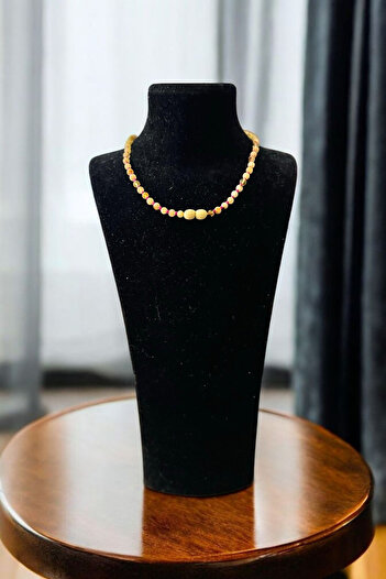 La'Vanti Designs Gümüş Doğal Kaya Damla Bebek Kehribar  Kolye Ağrı Diş Nazar  Kolyesii.