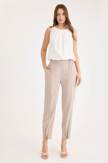 Vitrin Pleated Leg Elastic Waist Trousers