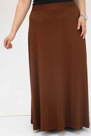 Eslina 45005 Large Size Sandy Basic Skirt - Brown