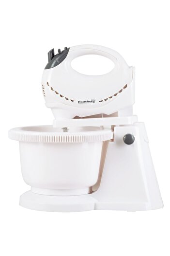 Hausberg Mixer cu bol rotativ HB-3519AB, 5 Viteze + turbo, Capacitate 2L, Putere 250W, Alb