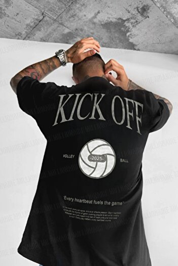 Millionaire Men's Black Kick Off Oversize Fit Loose Wide Fit Loose Cut T-Shirt