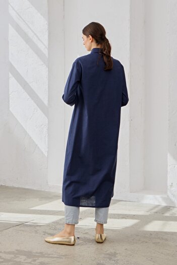 QANU Pocket Linen Shirt Navy Blue