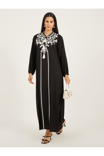 Maxim Creation By Styli Embroidered Balloon Sleeve Kaftan with Tassel Detail