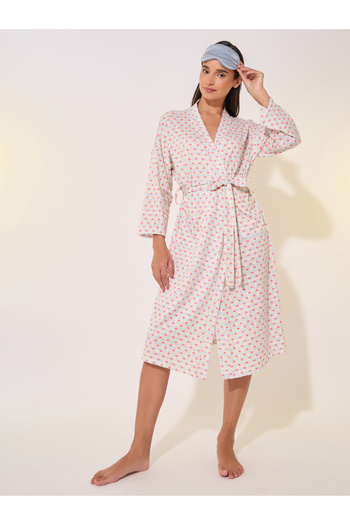 Styli Printed Long Sleeve Waist Tie-Up Robe