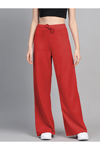 Sassafras By Styli Solid Terry Wide Leg Pants with Elasticated Waistband