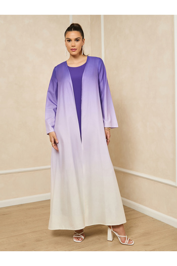 Styli Ombre Print Front Open Abaya with Inner Dress Set