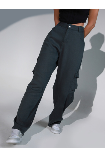 Hubberholme By Styli Solid High Rise Cargo Pants