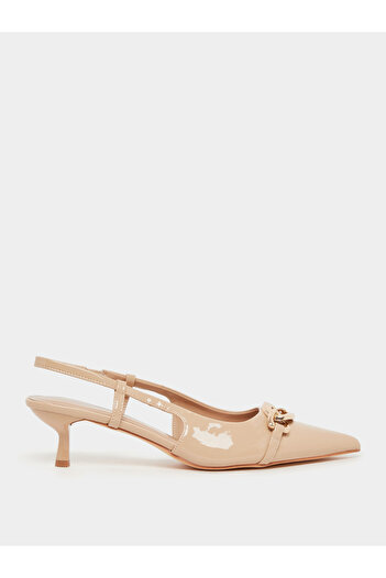 Styli Pointed Toe Slingback Metal Buckle Shoes