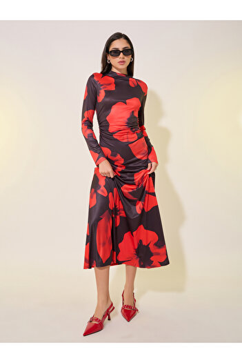 Take Two By Styli Floral Print Long Sleeves A-Line Maxi Dress