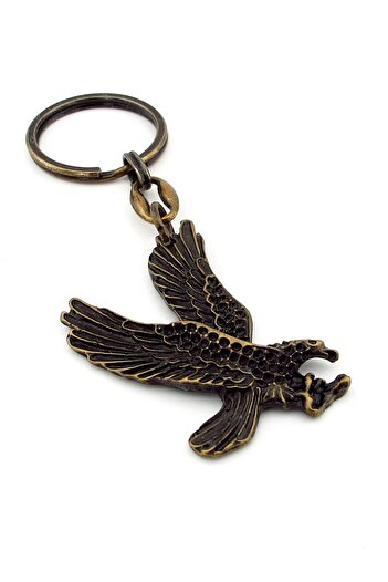 Solfera Eagle Predator Bird Hunter Tumbled Bronze Antique Yellow Metal Key Chain Kc259