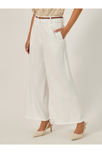 Styli Wide Leg Belted Pants with Side Pocket