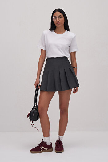 mathilda store Women's Gray Flounce Mini Skirt