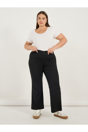 Styli Plus Size Criss-Cross Waistband High Rise Flared Pants