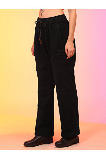 Globus By Styli High Rise Straight Fit Cargo Trousers with Drawstring